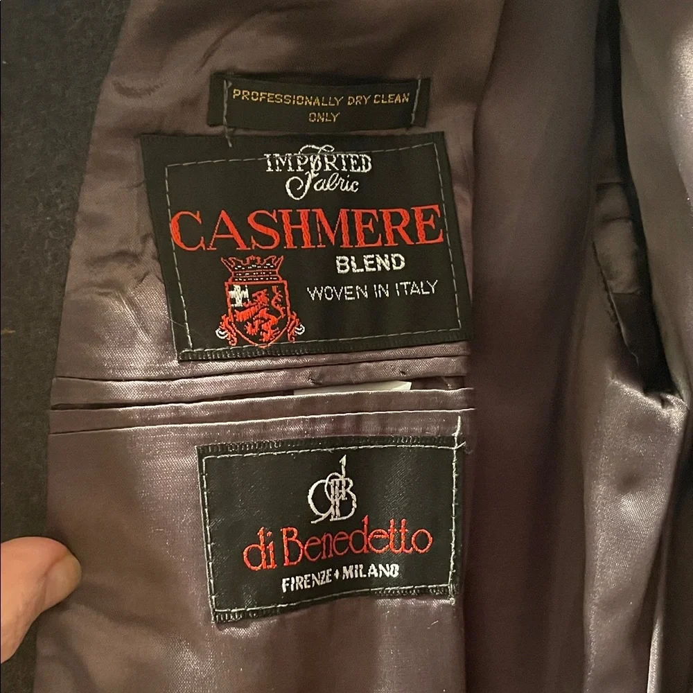 diVenedetto Cashmere Blend Vintage Charcoal Double-Breasted Men's Trench Coat - Picture 2 of 16